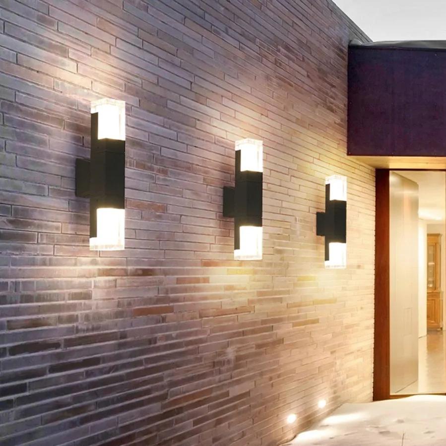 야외 모션 센서 LED 벽 램프, 방수 정원 베란다 스콘스, 빌라 호텔 안뜰 복도 조명, 10W, 12W, 1 개